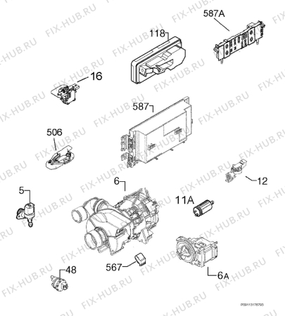 Взрыв-схема посудомоечной машины Electrolux ESF6512LOW - Схема узла Electrical equipment 268